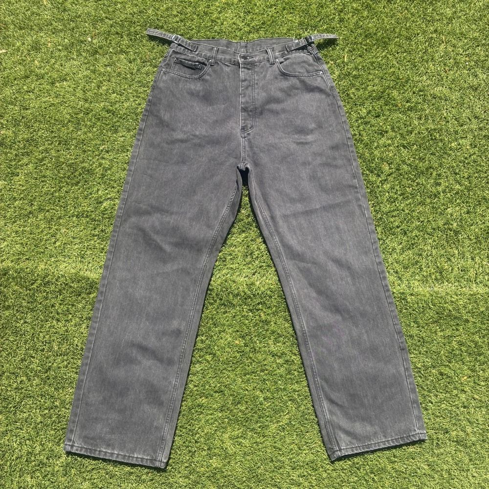 MNML 32x32 Washed Black Straight Jeans Side Cinch Waist Utility Denim Trousers